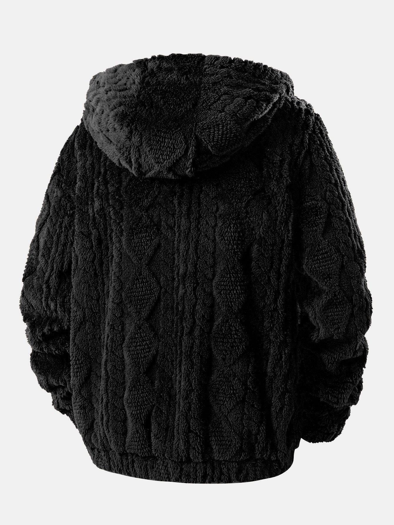 Felpa con Cappuccio in Teddy Jacquard Geometrico