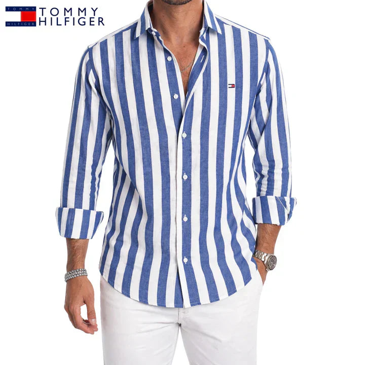 Camicia a Righe Casual Premium - Blu Marino