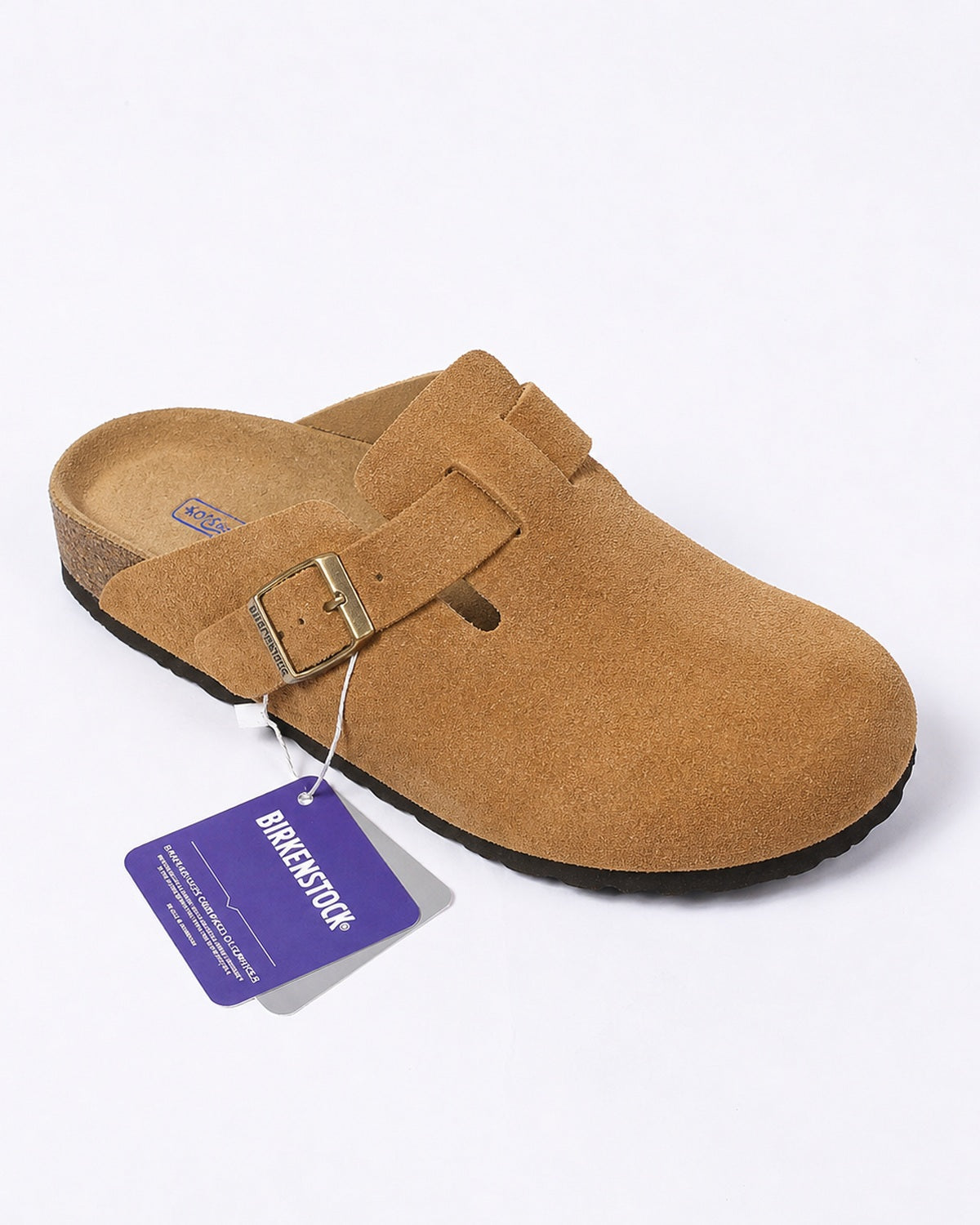 Suola e costruzione di Birkenstock Boston Classic Sabot in Pelle Scamosciata Taupe