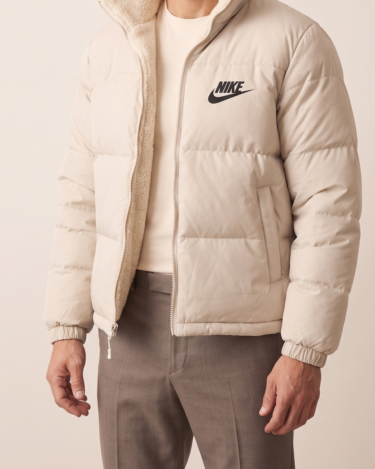 Struttura e proporzioni di Giacca Puffer Reversibile con Interno in Sherpa – Comfort Invernale