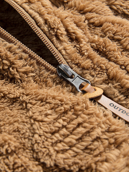 Felpa con Cappuccio in Teddy Jacquard Geometrico