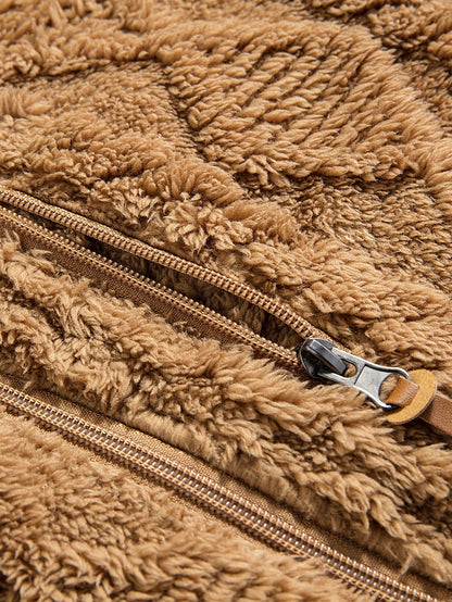 Felpa con Cappuccio in Teddy Jacquard Geometrico