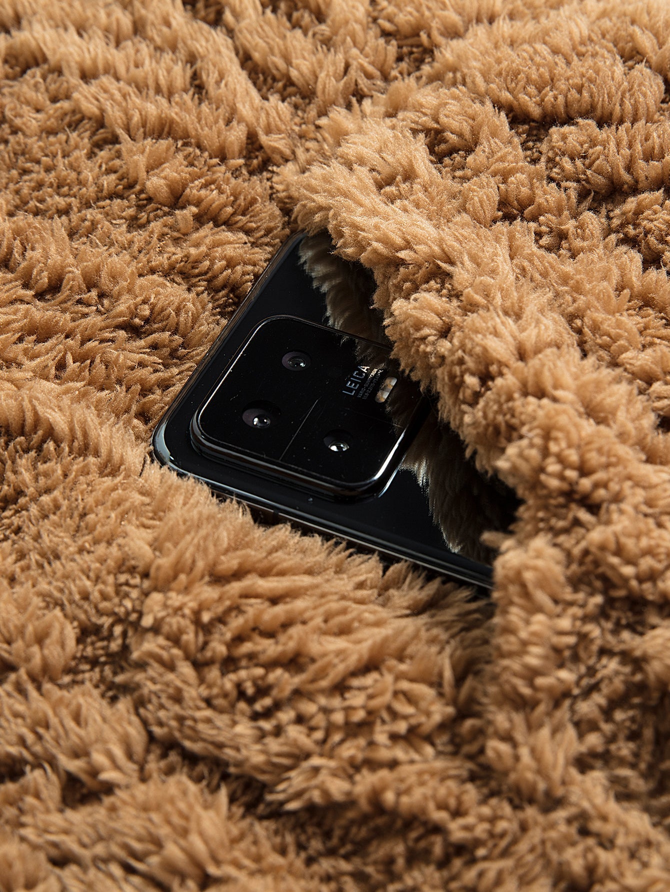 Felpa con Cappuccio in Teddy Jacquard Geometrico