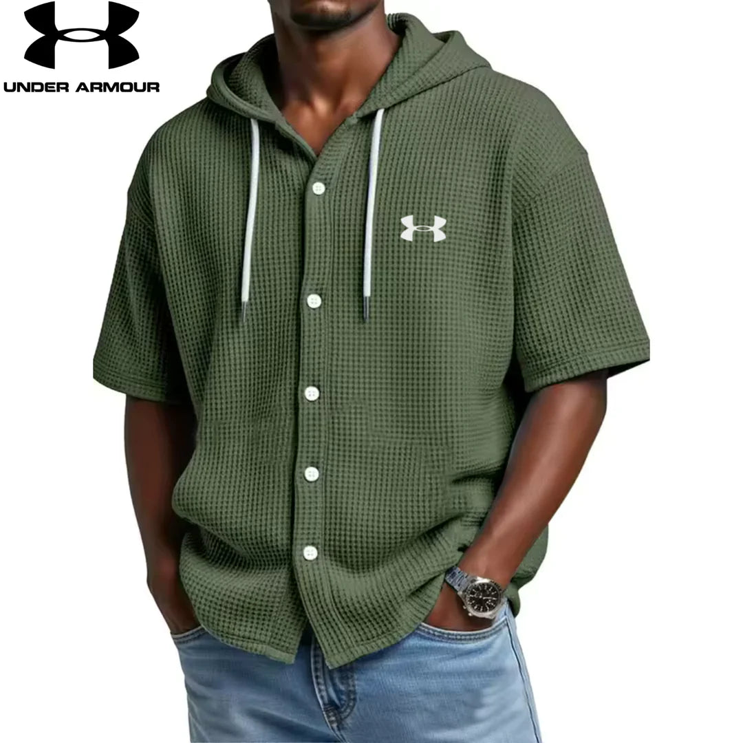 Hoodie Waffle Knit con Bottoni