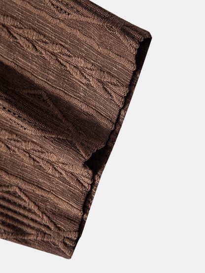 Camicia Geometrica Jacquard Cubana & Pantaloni in Lino a Gamba Dritta