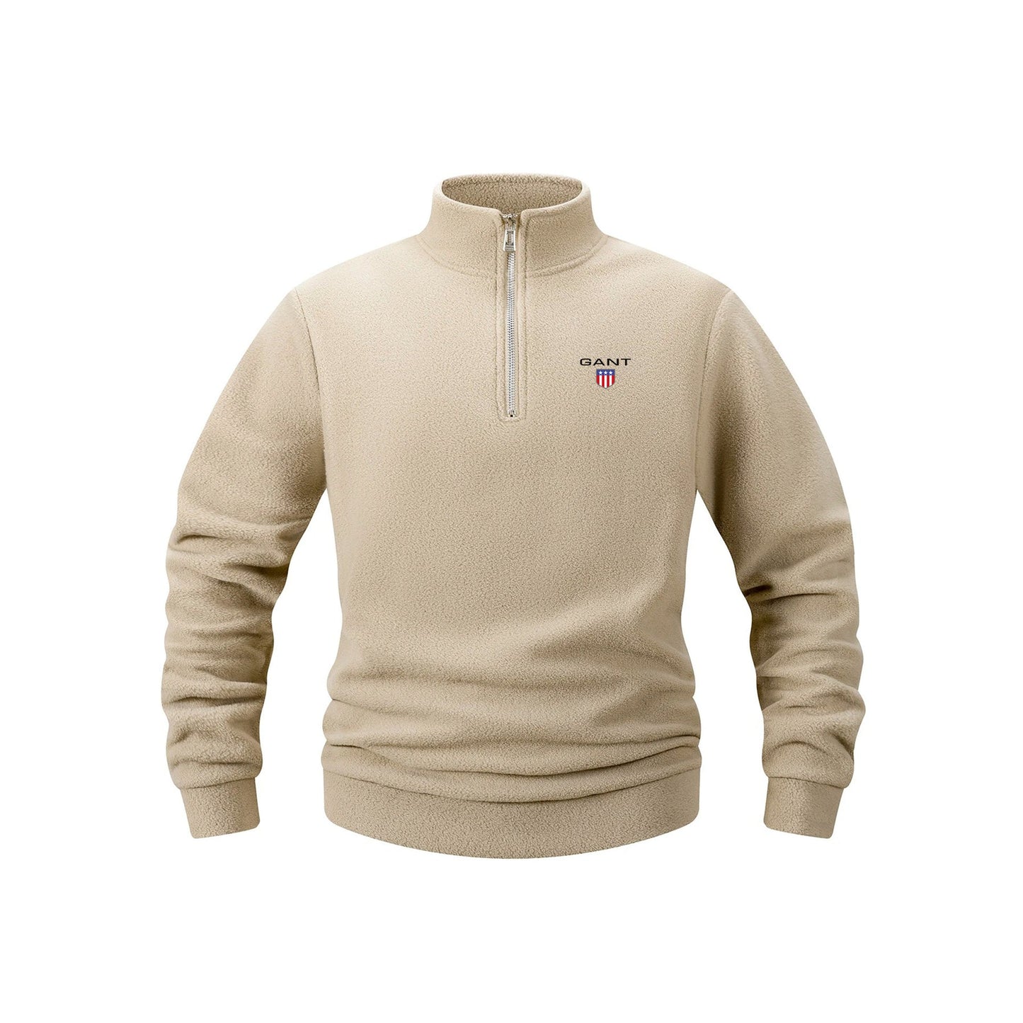 Maglione GA in fleece con zip a metà