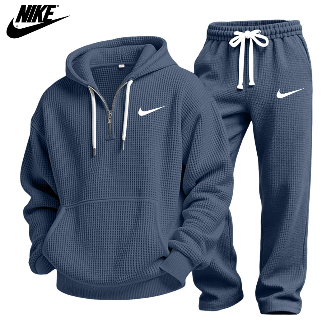 Set Felpa con Cappuccio e Pantaloni Jogger a Maglia Waffle