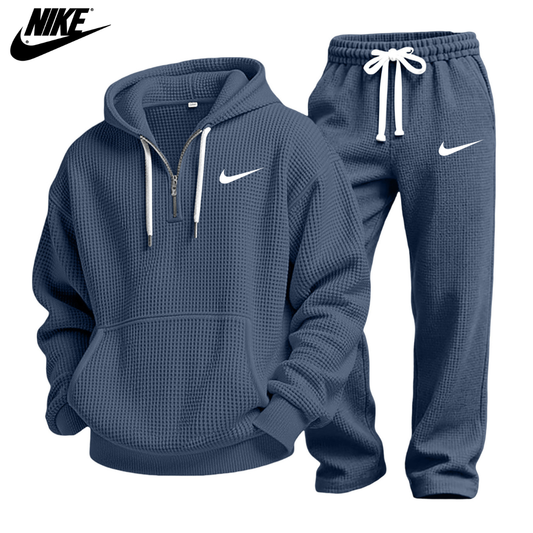 Set Felpa con Cappuccio e Pantaloni Jogger a Maglia Waffle