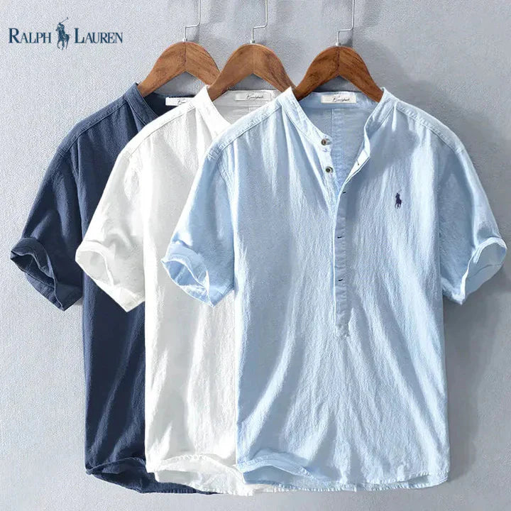 Camicia in lino a maniche corte da uomo