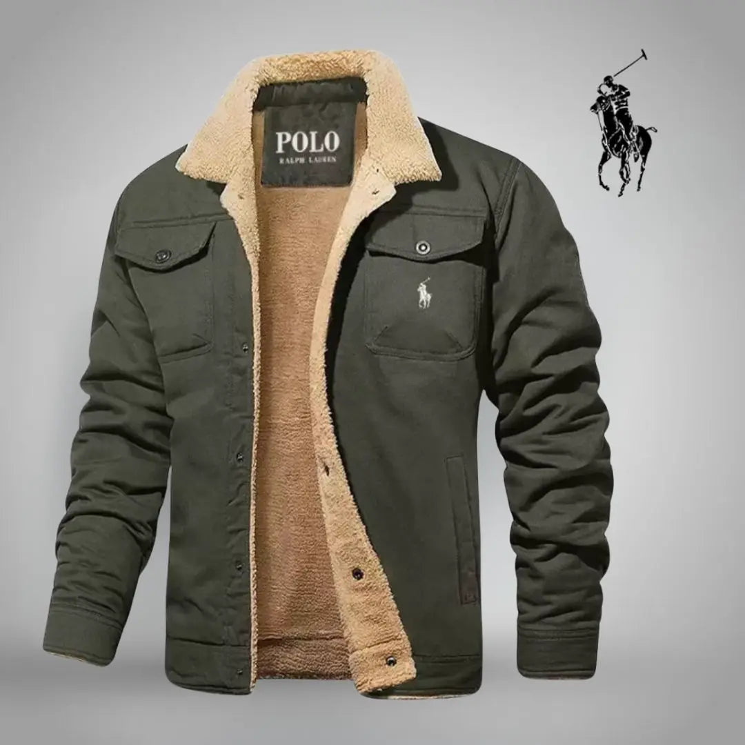 Giacca trucker nera con collo sherpa