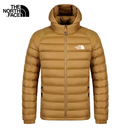 Giacca Puffer con Cappuccio in Piuma Stretch da Uomo – Vestibilità Slim