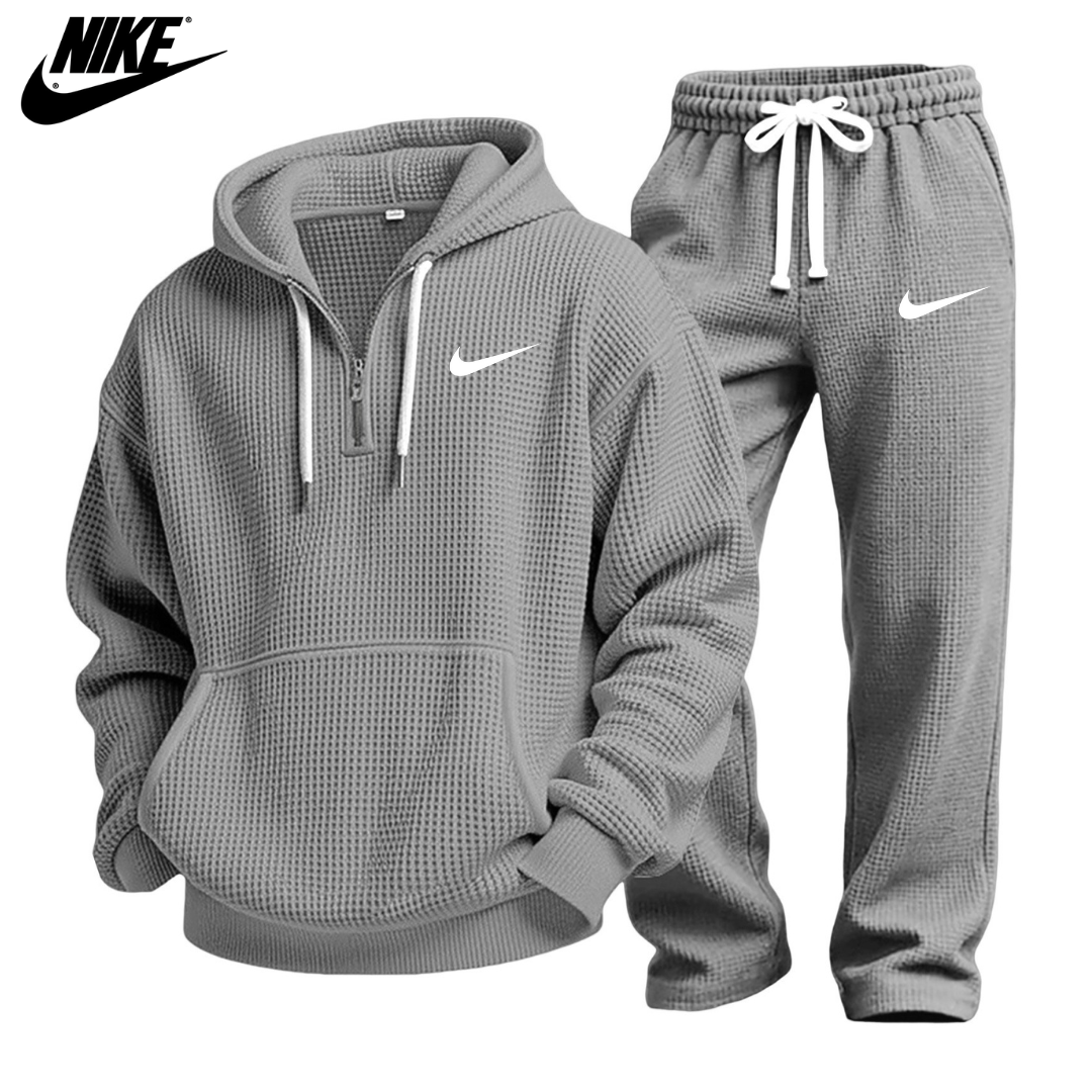 Set Felpa con Cappuccio e Pantaloni Jogger a Maglia Waffle