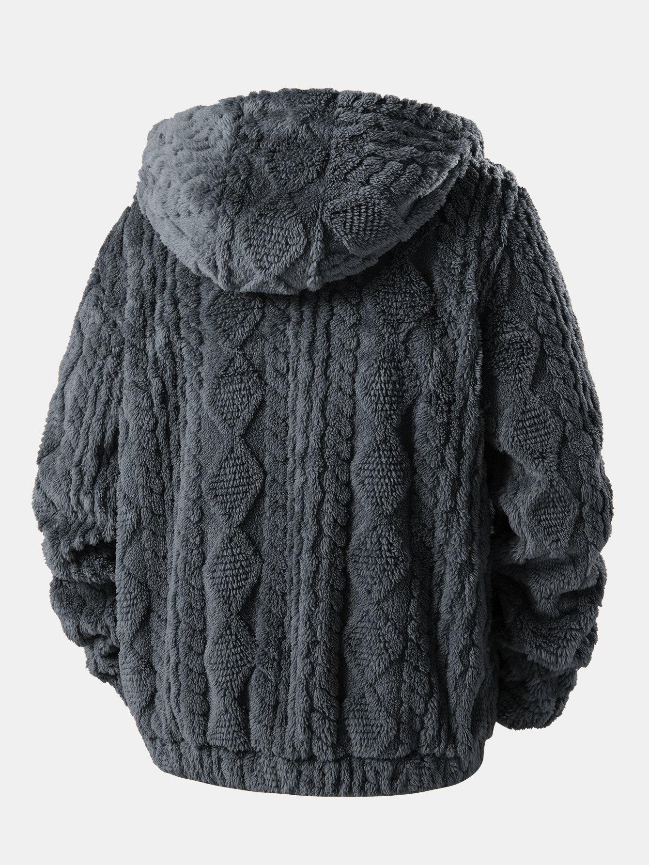 Felpa con Cappuccio in Teddy Jacquard Geometrico