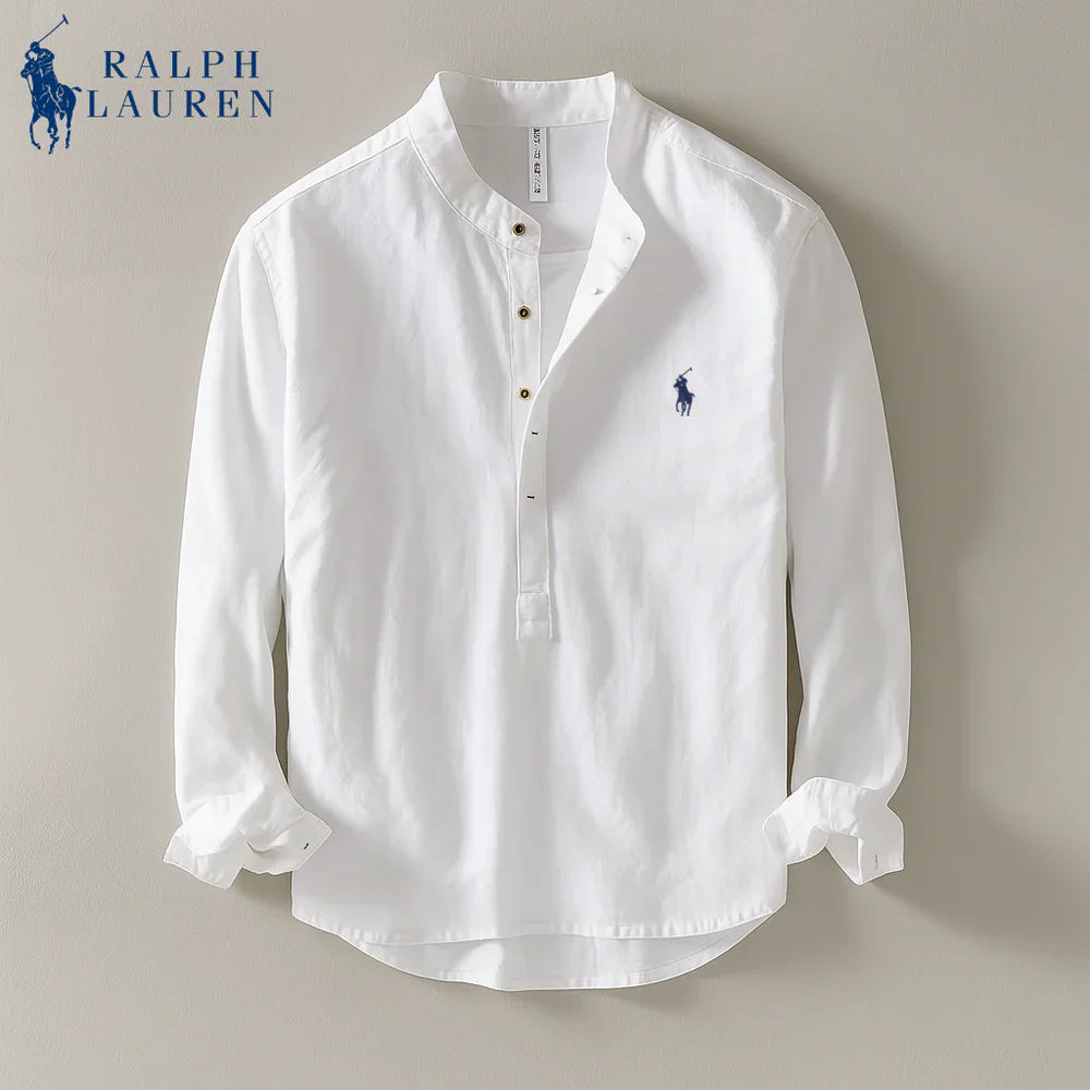 Camicia in lino con collo alla coreana