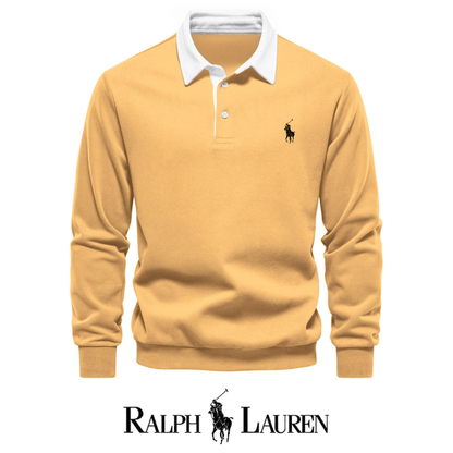 RL – Maglione a maniche lunghe con collo polo da uomo per l'autunno