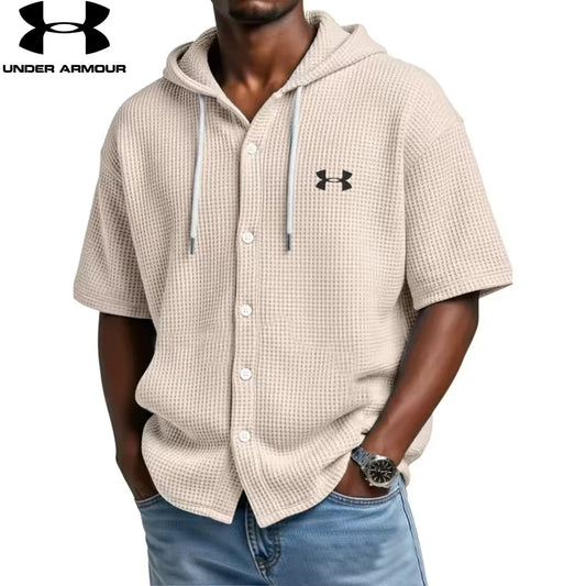 Hoodie Waffle Knit con Bottoni