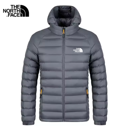 Giacca Puffer con Cappuccio in Piuma Stretch da Uomo – Vestibilità Slim