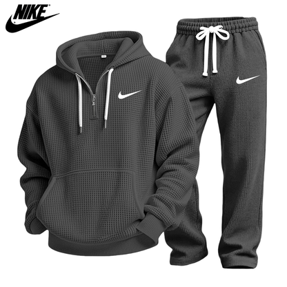 Set Felpa con Cappuccio e Pantaloni Jogger a Maglia Waffle