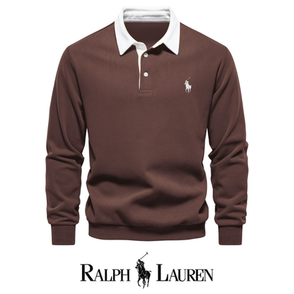 RL – Maglione a maniche lunghe con collo polo da uomo per l'autunno