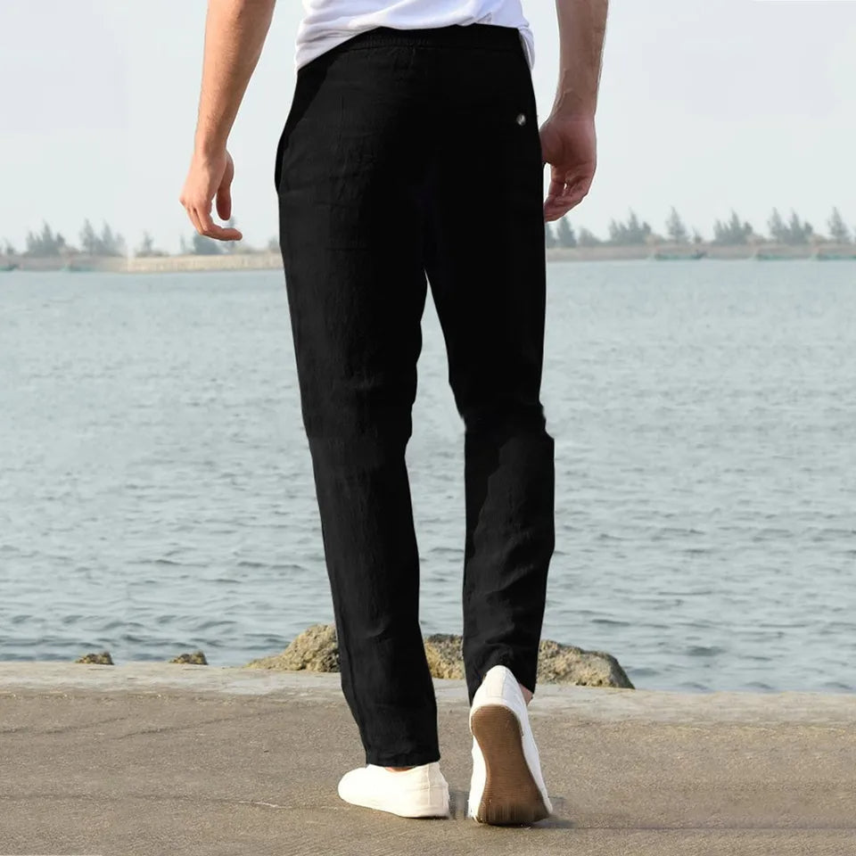 Pantaloni in Cotone e Lino