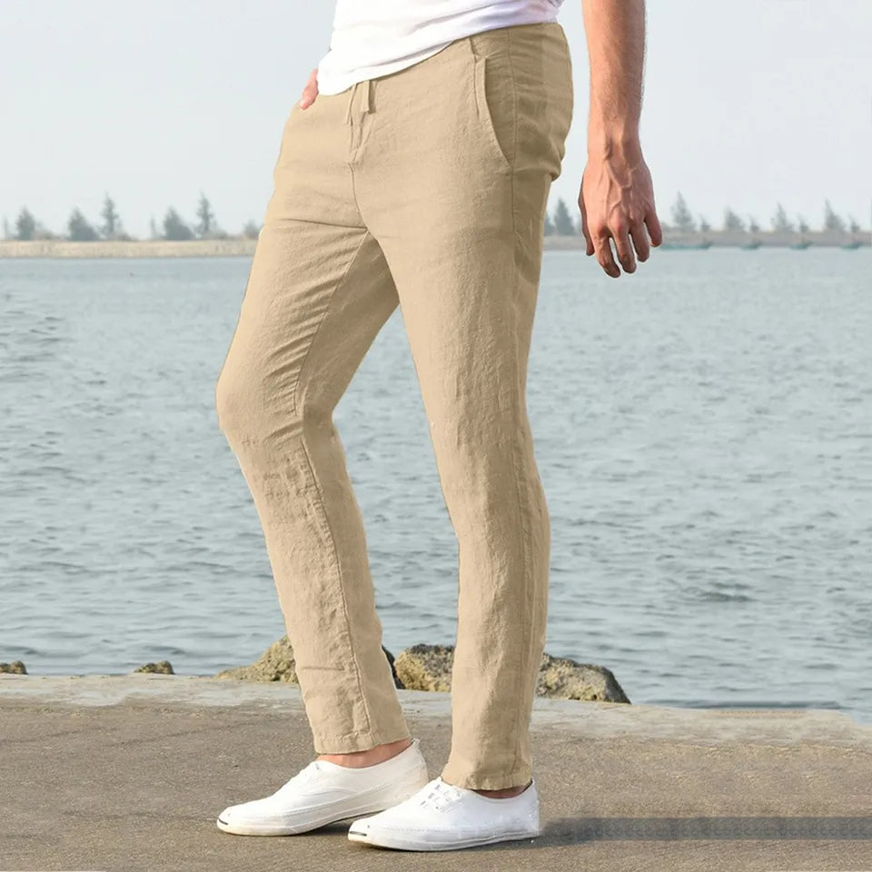 Pantaloni in Cotone e Lino
