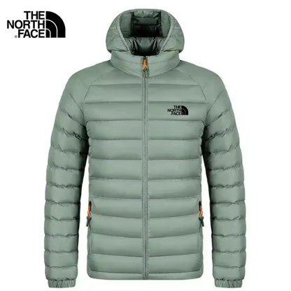 Giacca Puffer con Cappuccio in Piuma Stretch da Uomo – Vestibilità Slim