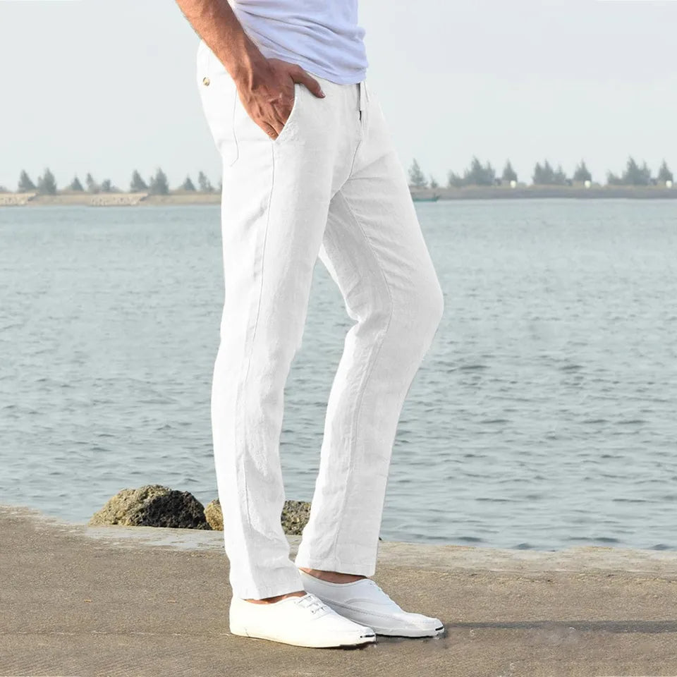 Pantaloni in Cotone e Lino