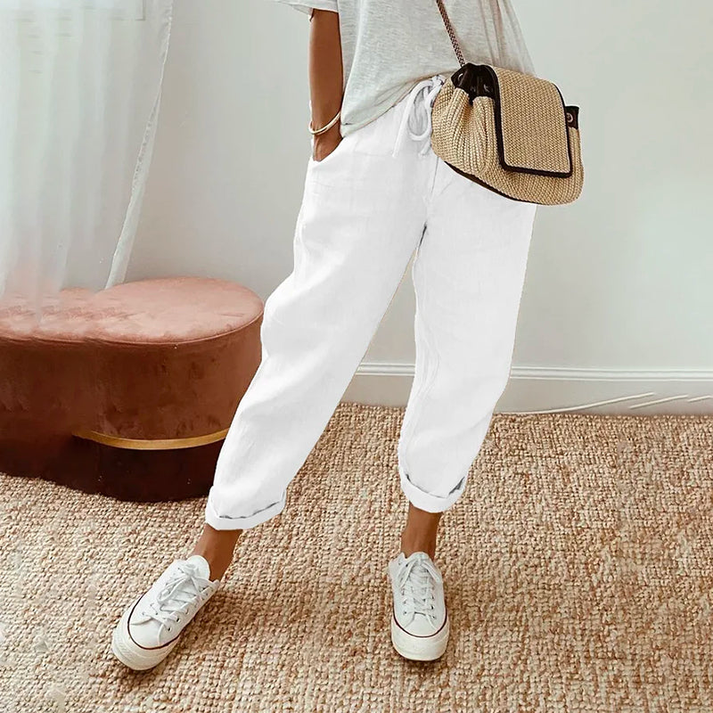 【Cotone e Lino】Pantaloni Comodi per Tempo Libero