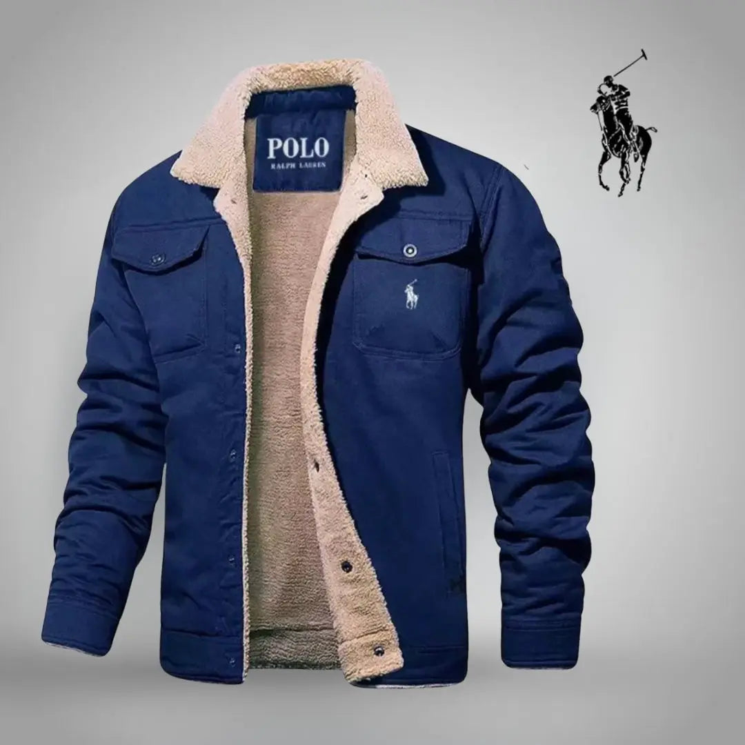 Giacca trucker nera con collo sherpa