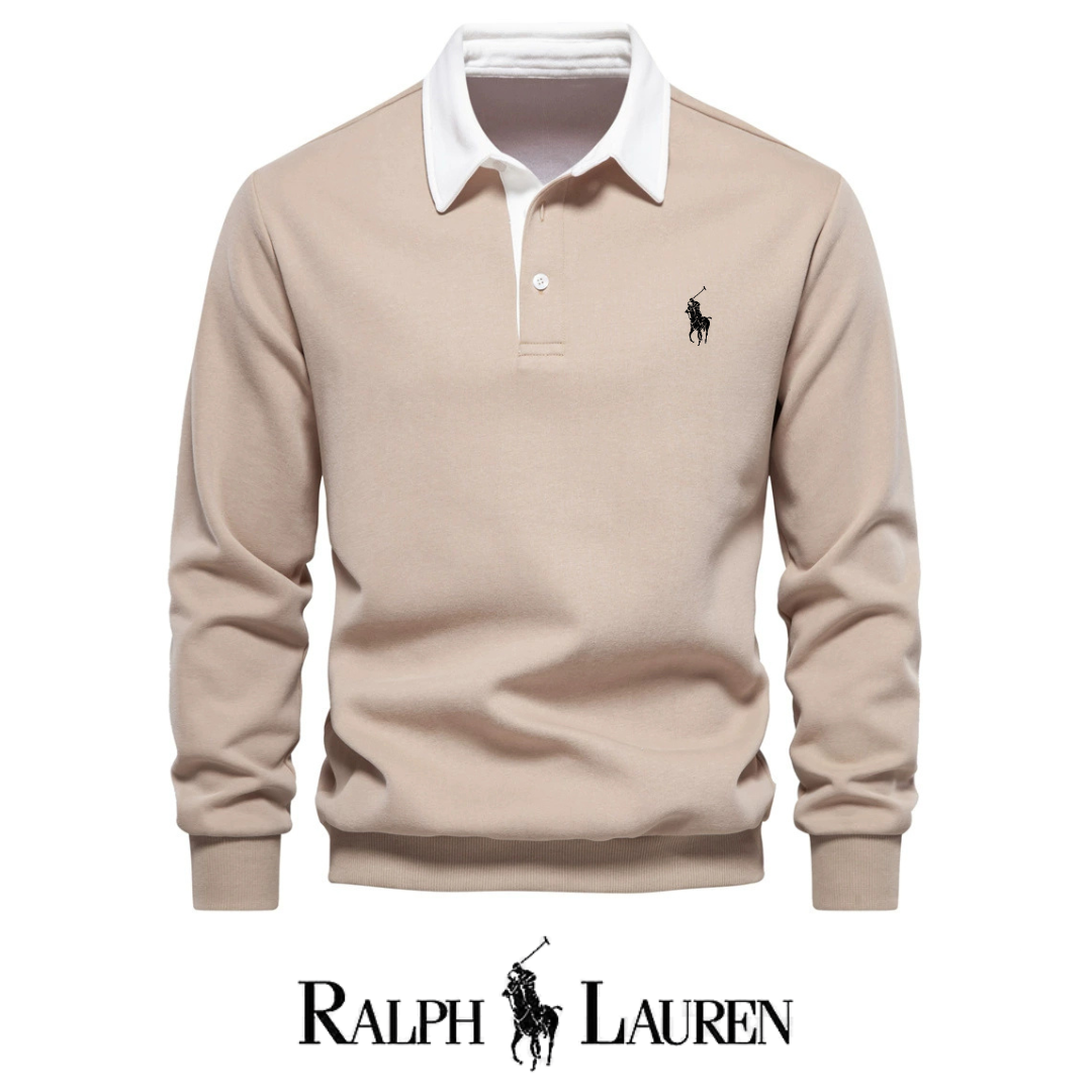 RL – Maglione a maniche lunghe con collo polo da uomo per l'autunno
