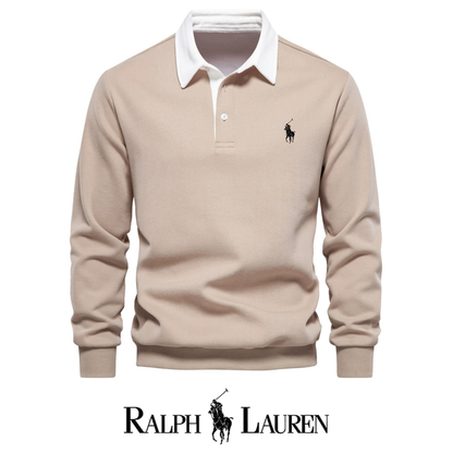 RL – Maglione a maniche lunghe con collo polo da uomo per l'autunno