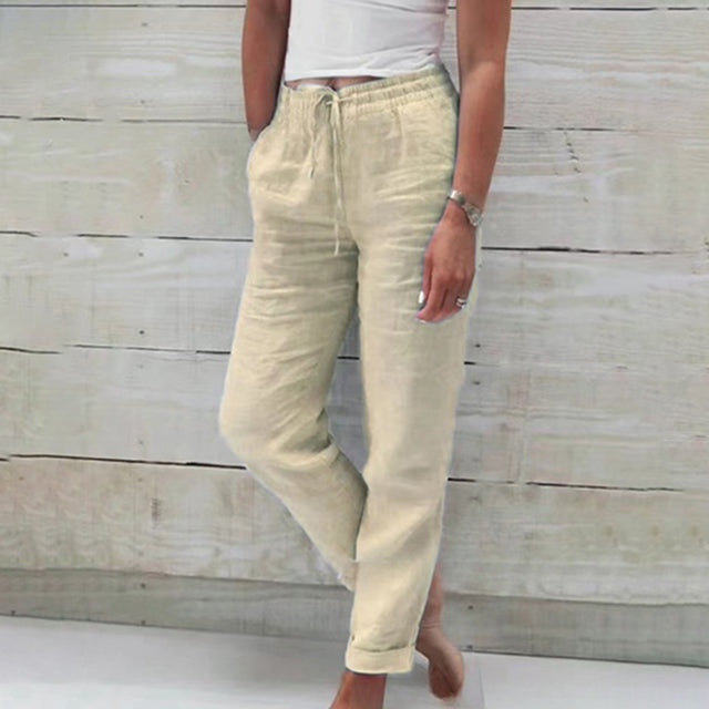【Cotone e Lino】Pantaloni Casual Dritti