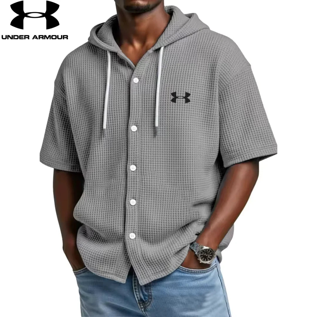 Hoodie Waffle Knit con Bottoni