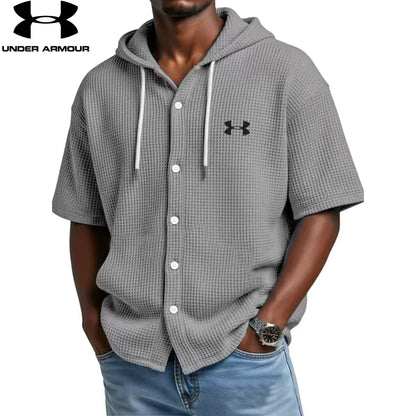 Hoodie Waffle Knit con Bottoni