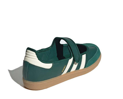 Scarpe da ginnastica in pelle verde collegiale con suola in gomma