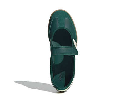 Scarpe da ginnastica in pelle verde collegiale con suola in gomma