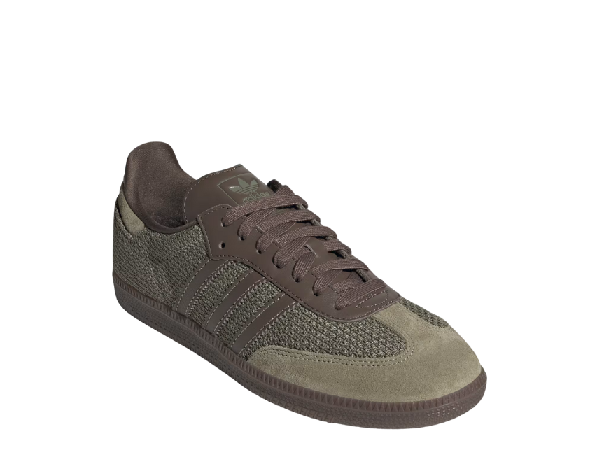 Scarpe da ginnastica classiche in pelle verde oliva