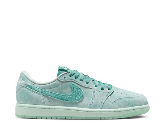 Scarpa bassa retrò in pelle e tessuto colore verde acqua slavato