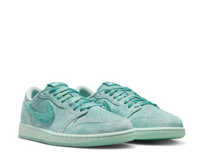 Scarpa bassa retrò in pelle e tessuto colore verde acqua slavato