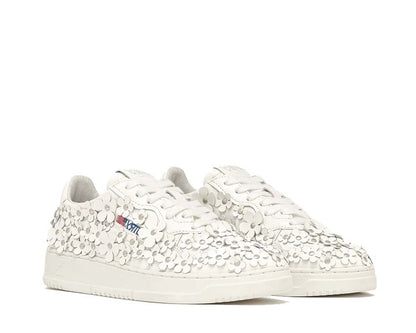 Scarpe da ginnastica basse da donna in pelle con dettagli floreali