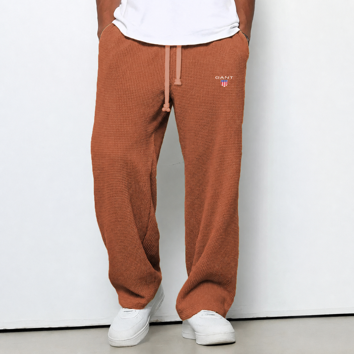 Pantaloni Waffle Knit Relaxed - Arancione