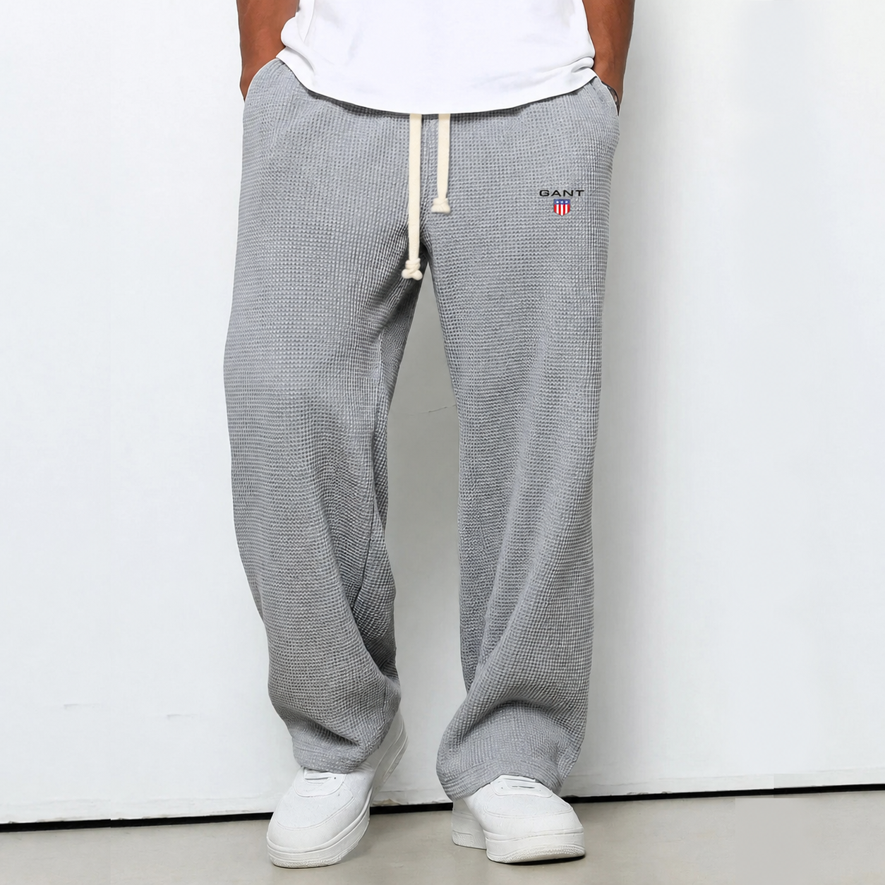 Pantaloni Waffle Knit Relaxed - Grigio