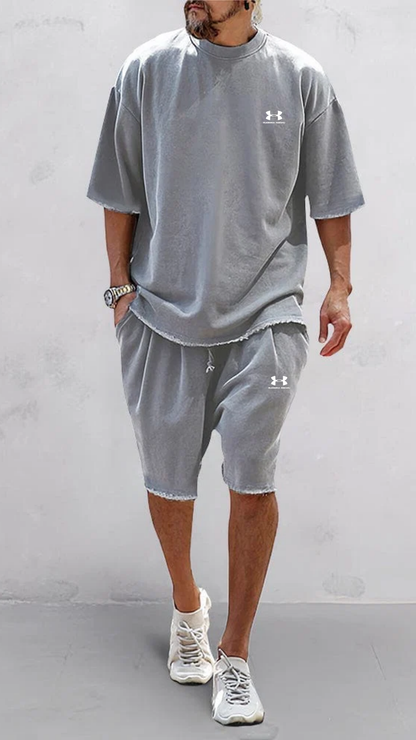Completo Estivo T-Shirt e Pantaloncini Comfort - Grigio Chiaro