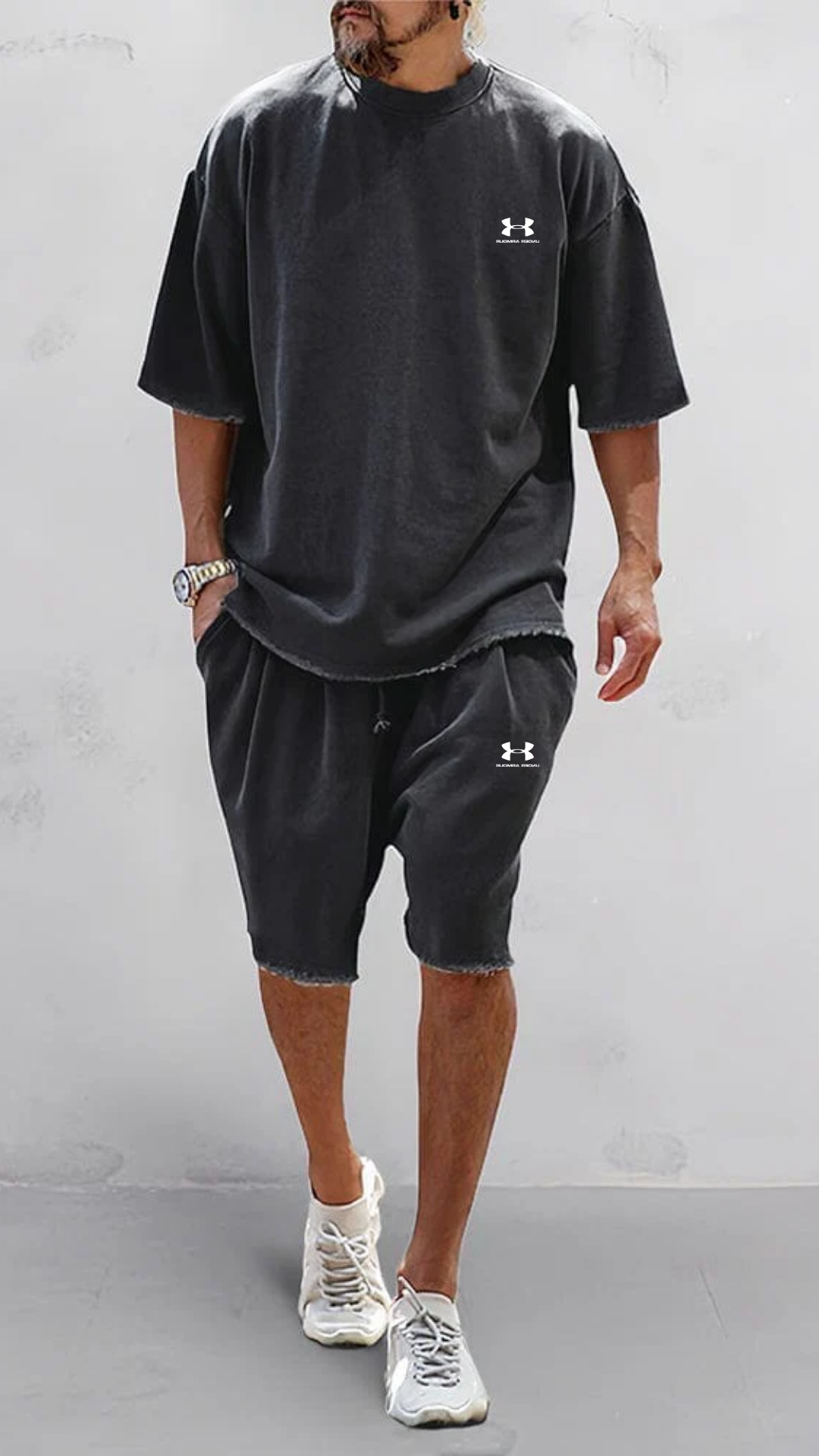 Completo Estivo T-Shirt e Pantaloncini Comfort - Nero