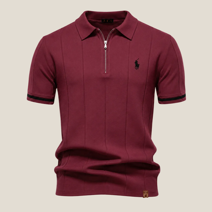 Polo Mezza Zip Taglio Iconico - Bordeaux/Nero