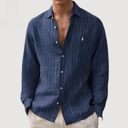 Camicia a Righe Manica Lunga - Blu navy
