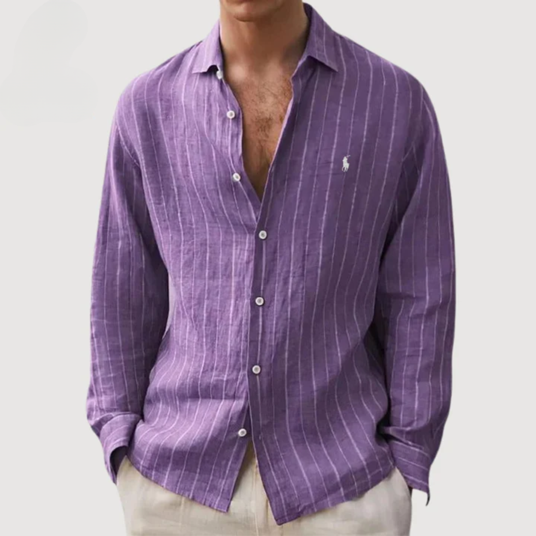 Camicia a Righe Manica Lunga - Viola
