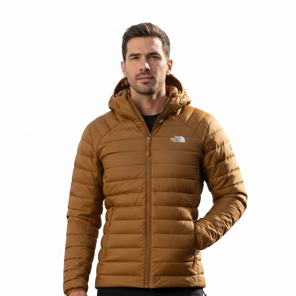 Giacca Puffer con Cappuccio in Piuma Stretch da Uomo – Vestibilità Slim