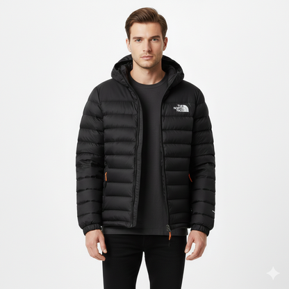 Giacca Puffer con Cappuccio in Piuma Stretch da Uomo – Vestibilità Slim