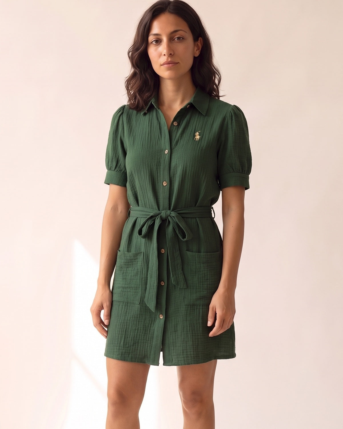 Dettagli che definiscono il look di Abito avvolgente Textured Summer RL™ con maniche corte